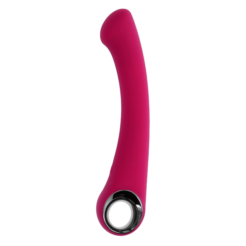 Vibrator Punctul G Evolved Pleasure Curve, Roz, 19 cm, cu sistem de prindere inelat, 10 Moduri Vibratii, Impermeabil