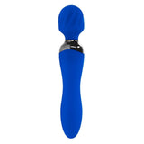 Vibrator Dublu Selopa Blue Belle, Albastru, capat sand flexibil, capat vibrator inserabil, 19.9 cm, 7 Moduri Vibratii, motor dublu independent