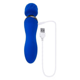 Vibrator Dublu Selopa Blue Belle, Albastru, capat sand flexibil, capat vibrator inserabil, 19.9 cm, 7 Moduri Vibratii, motor dublu independent