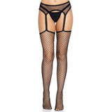 Dresuri Plasa Neagra cu Jartiera Leg Avenue - Design Elegant cu Margini Ondulate, One Size
