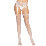 Dresuri Plasa Alba cu Jartiera Leg Avenue - Design Elegant cu Margini Ondulate, One Size
