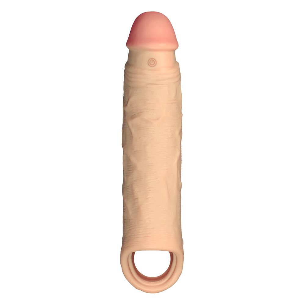 Prelungitor de Penis Vibrant Shaft Size 2 Pine - Culoarea Pielii, 22 cm - 8 Moduri Vibratii - Telecomanda Wireless - Reincarcabil si Rezistent la Apa