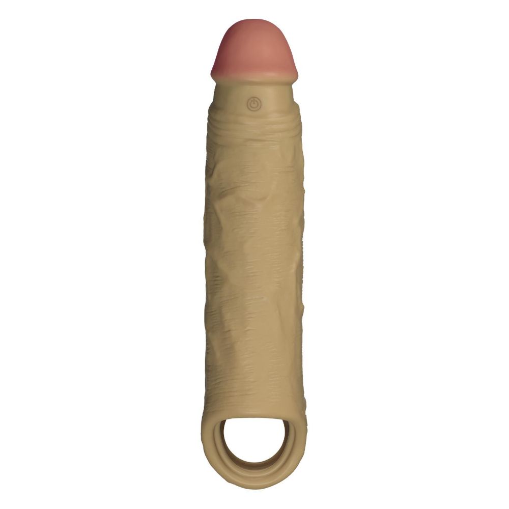Prelungitor de Penis Vibrant Shaft Size 2 Oak - Mocha, 22 cm - 8 Moduri Vibratii - Telecomanda Wireless - Reincarcabil si Rezistent la Apa