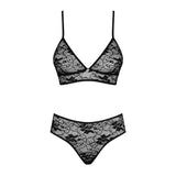 Set Lenjerie 2 Piese Obsessive Kokietta - Sutien tip Bralette din Dantela & Chiloti Bikini asortati - Bretele in X cu Design de Fluturas