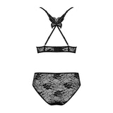 Set Lenjerie 2 Piese Obsessive Kokietta - Sutien tip Bralette din Dantela & Chiloti Bikini asortati - Bretele in X cu Design de Fluturas