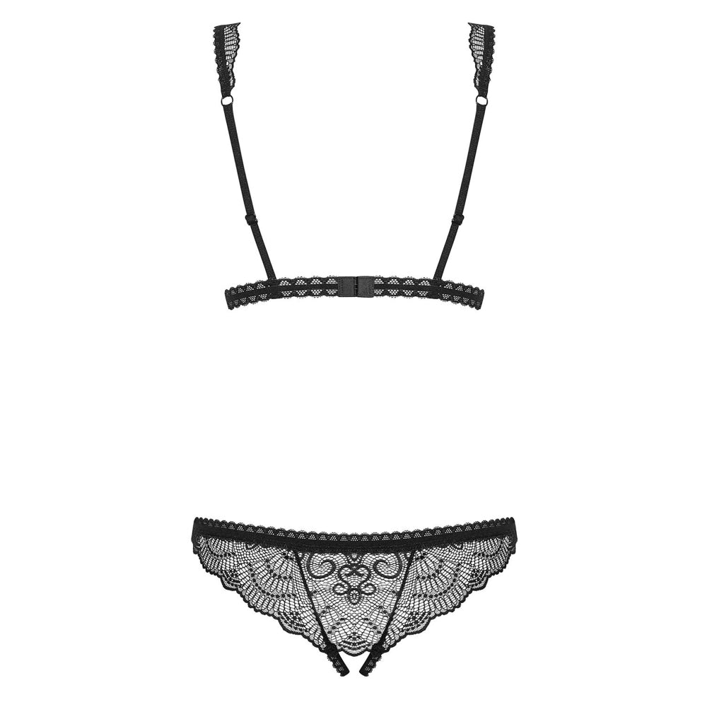 Body Obsessive Firella Open Crotch, L/XL, Negru, Dantela