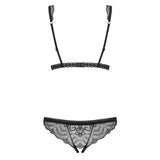 Body Obsessive Firella Open Crotch, L/XL, Negru, Dantela