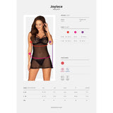 Lenjerie Sexy Babydoll Obsessive Joylace, Negru, Bust cu Dantela si spate decupat, Chiloti tanga asortati