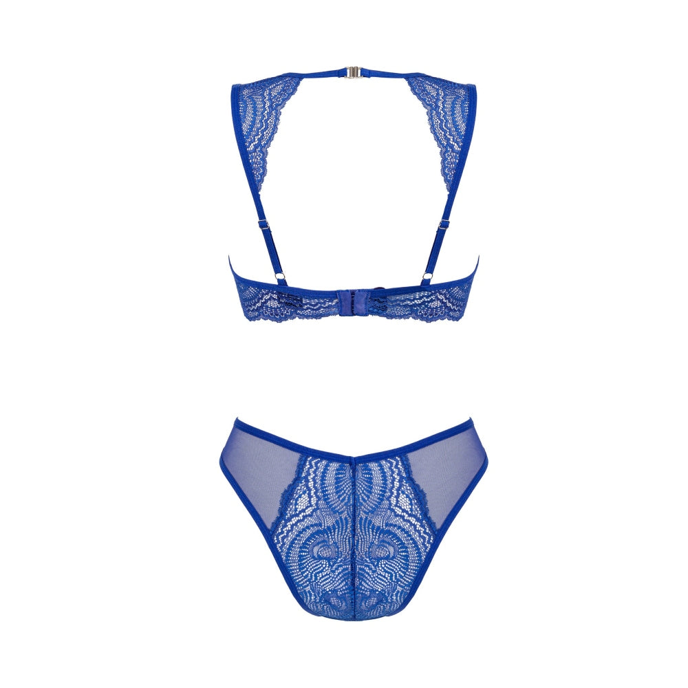 Set Lenjerie Sexy 2 Piese Obsessive Gisela - Sutien & Chilot din dantela albastra - Ideal pentru nopti seducatoare