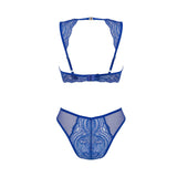 Set Lenjerie Sexy 2 Piese Obsessive Gisela - Sutien & Chilot din dantela albastra - Ideal pentru nopti seducatoare