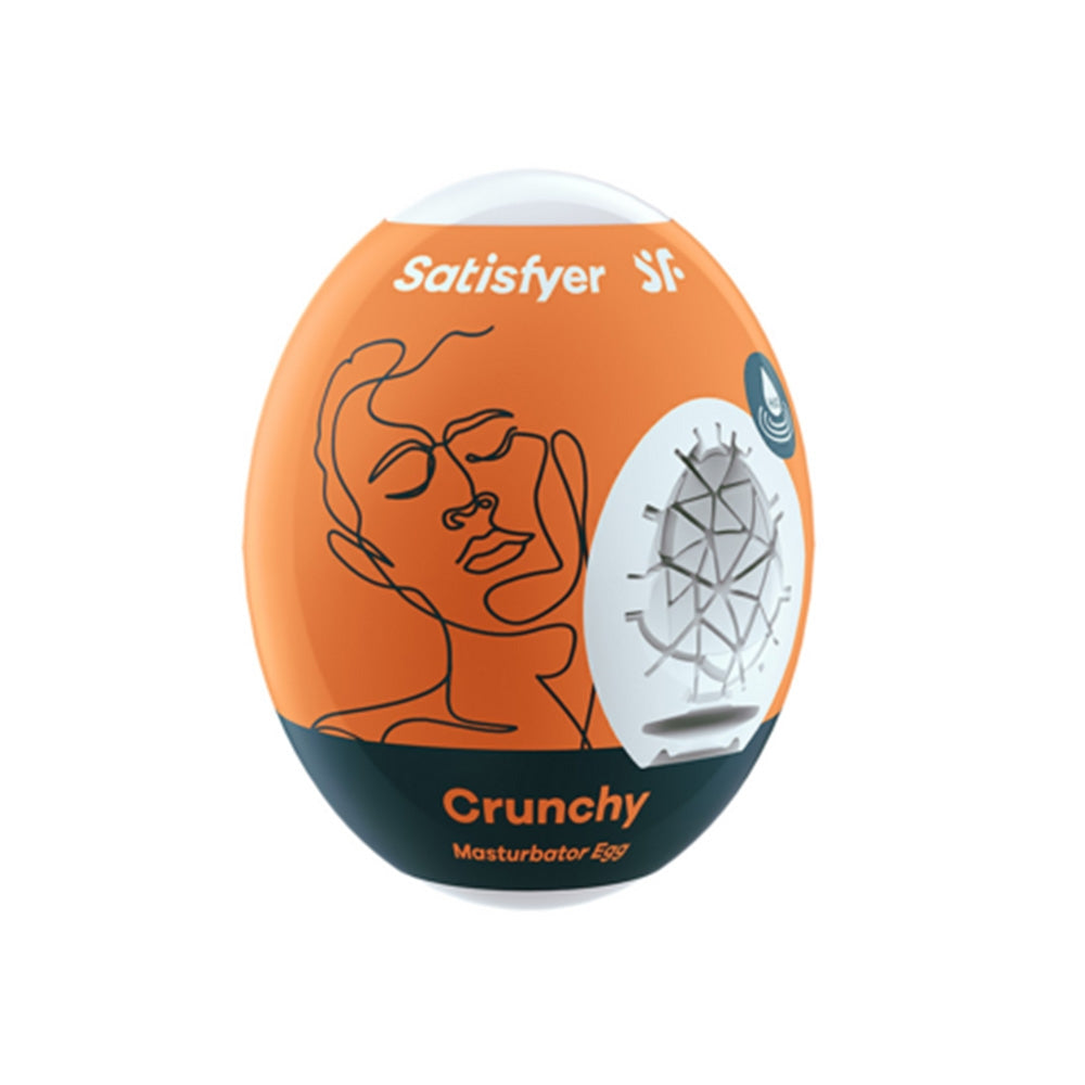 Satisfyer Masturbator Egg - Masturbator pentru Barbati, Maneca Portabila pentru Placere, Super Extensibil, Fara Lubrifiant, De Unica Folosinta (Crunchy)