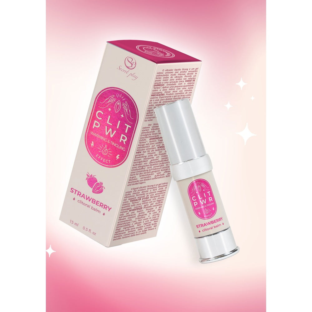 Balsam Clitoris Intens CLIT PWR Secret Play - Stimuleaza Sensibilitatea, Caldura, Vibratii, Aroma de Capsuna, 15 ml