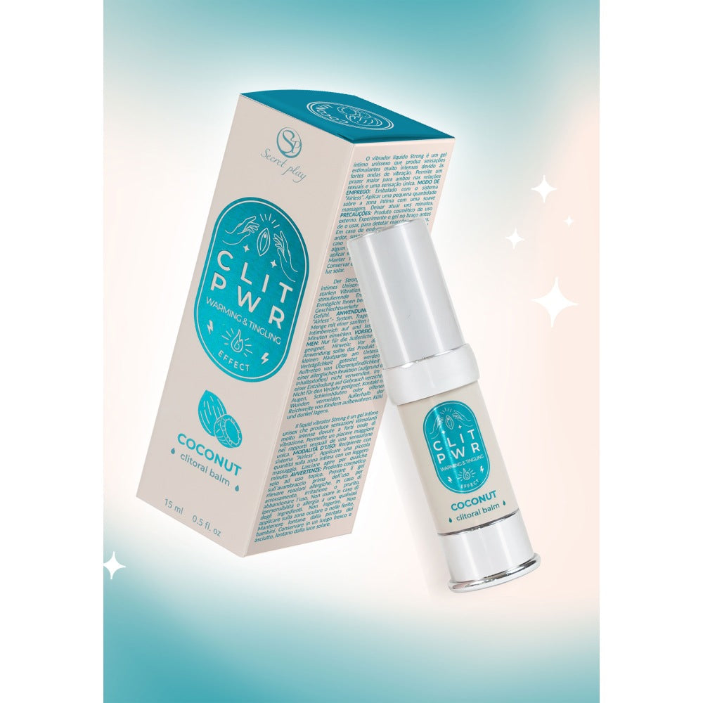 Balsam Clitoris Intens CLIT PWR Secret Play - Stimuleaza Sensibilitatea, Caldura, Vibratii, Aroma de Cocos, 15 ml