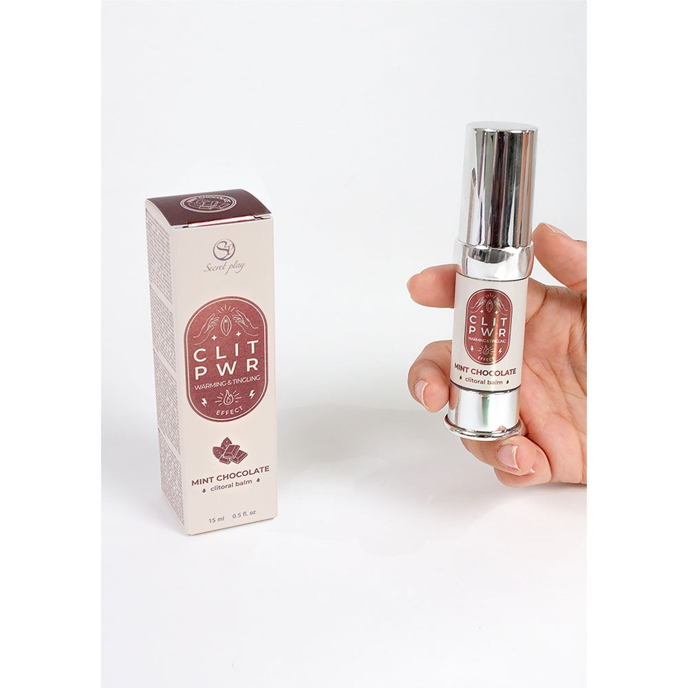 Balsam Clitoris Intens CLIT PWR Secret Play - Stimuleaza Sensibilitatea, Caldura, Vibratii, Aroma de Ciocolata Menta, 15 ml