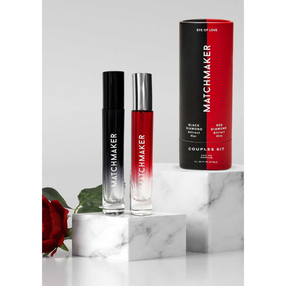 Parfum cu Feromoni Kit pentru Cupluri | Matchmaker Black Diamond 10 ml & Red Diamond 10 ml | Parfum pentru EL si pentru EA | Vegan, Cruelty-free