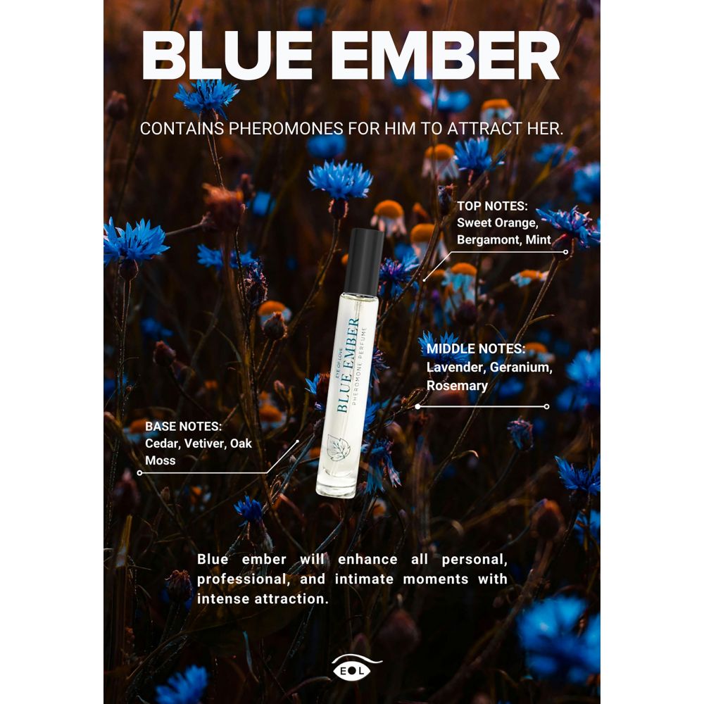Parfum cu Feromoni Pentru Barbati Eye of Love Bloom 10 ml | Blue Ember | Pentru o atrage pe EA | vegan, cruelty free