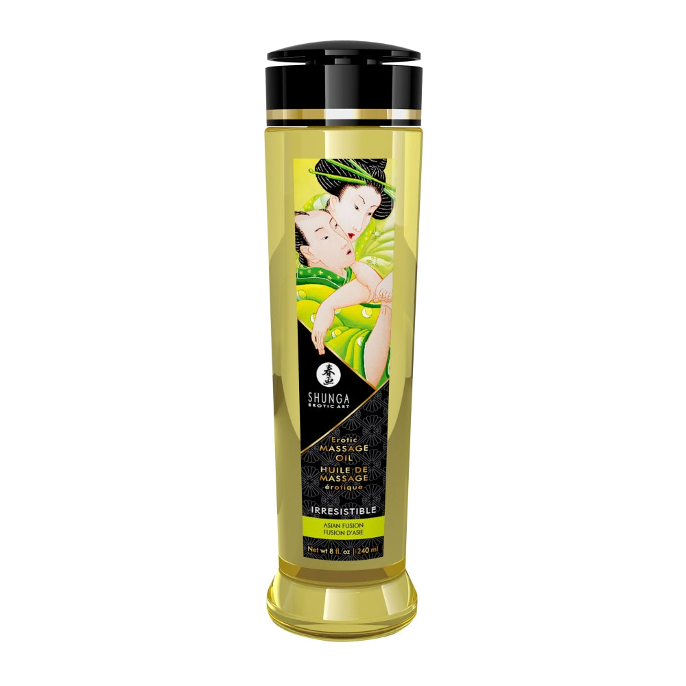 Ulei Masaj Erotic Natural Shunga, 100% Uleiuri Presate la Rece, Aromaterapie, Vitamina E, Fara Reziduuri Grase, Aroma de Asian Fusion, 240 ml