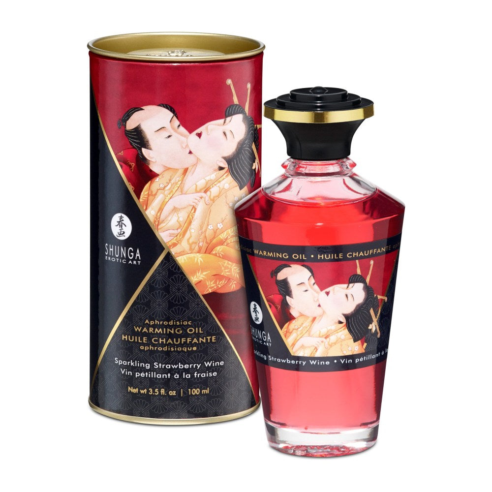 Ulei Afrodiziac Incalzitor Shunga 100 ml – Sparkling Strawberry Wine - sigur pentru consum, ingrediente naturale de calitate