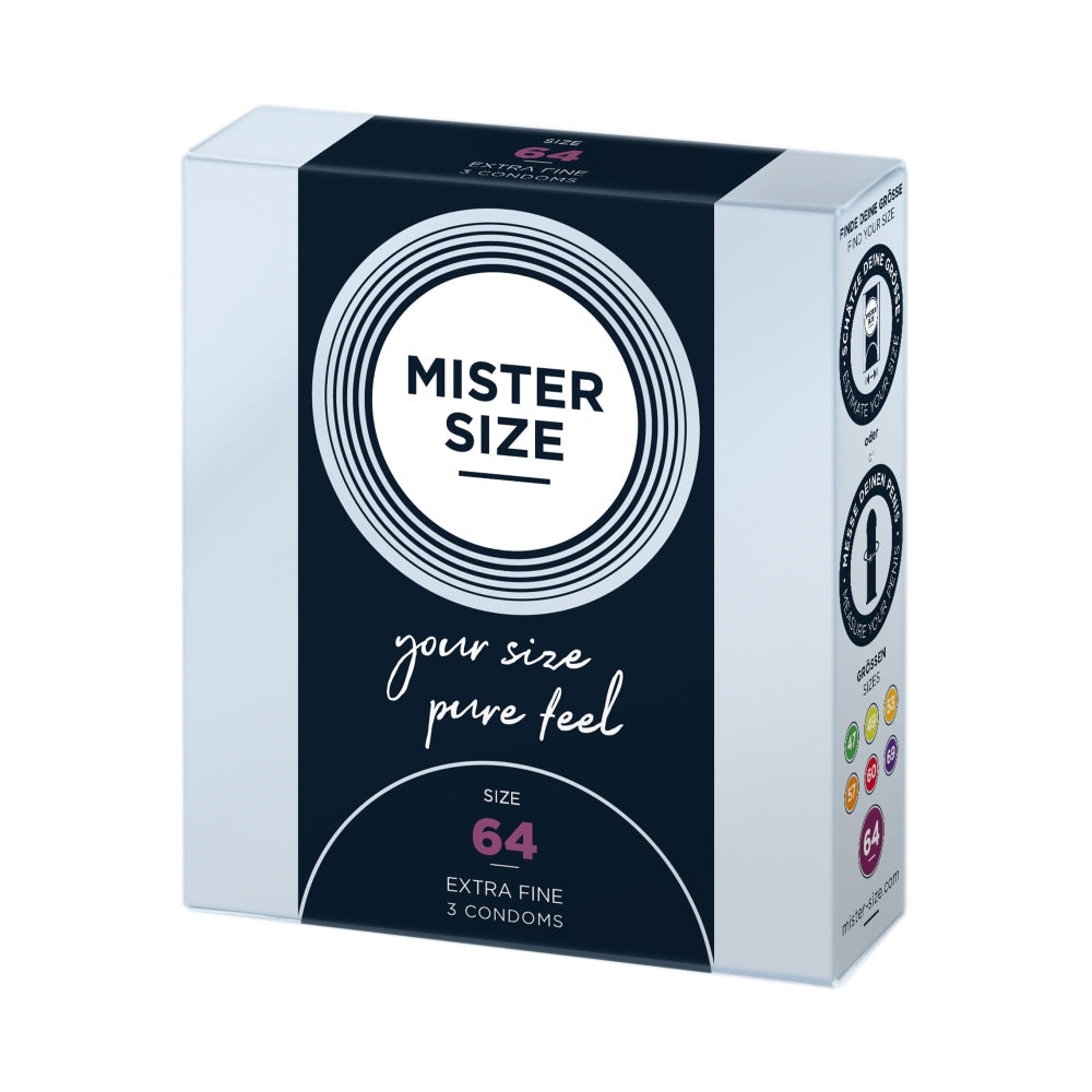 Prezervative Mister Size 64 mm - Prezervative Subtiri de grosime larga, fabricat din latex de cauciuc natural - Pachet 3 Bucati