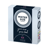 Prezervative Mister Size 64 mm - Prezervative Subtiri de grosime larga, fabricat din latex de cauciuc natural - Pachet 3 Bucati