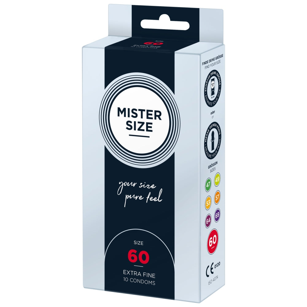 Prezervative Mister Size 60 mm - Prezervative Subtiri de grosime larga, fabricat din latex de cauciuc natural - Pachet 10 Bucati