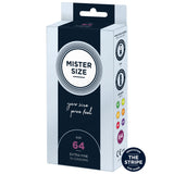 Prezervative Mister Size 64 mm - Prezervative Subtiri de grosime larga, fabricat din latex de cauciuc natural - Pachet 10 Bucati