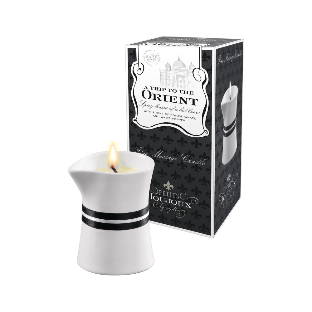Lumanare Masaj Petits Toujoux Orient 120 gr - Rodie si Piper Alb - Sigur si fara chimicale - Ingrediente naturale premium