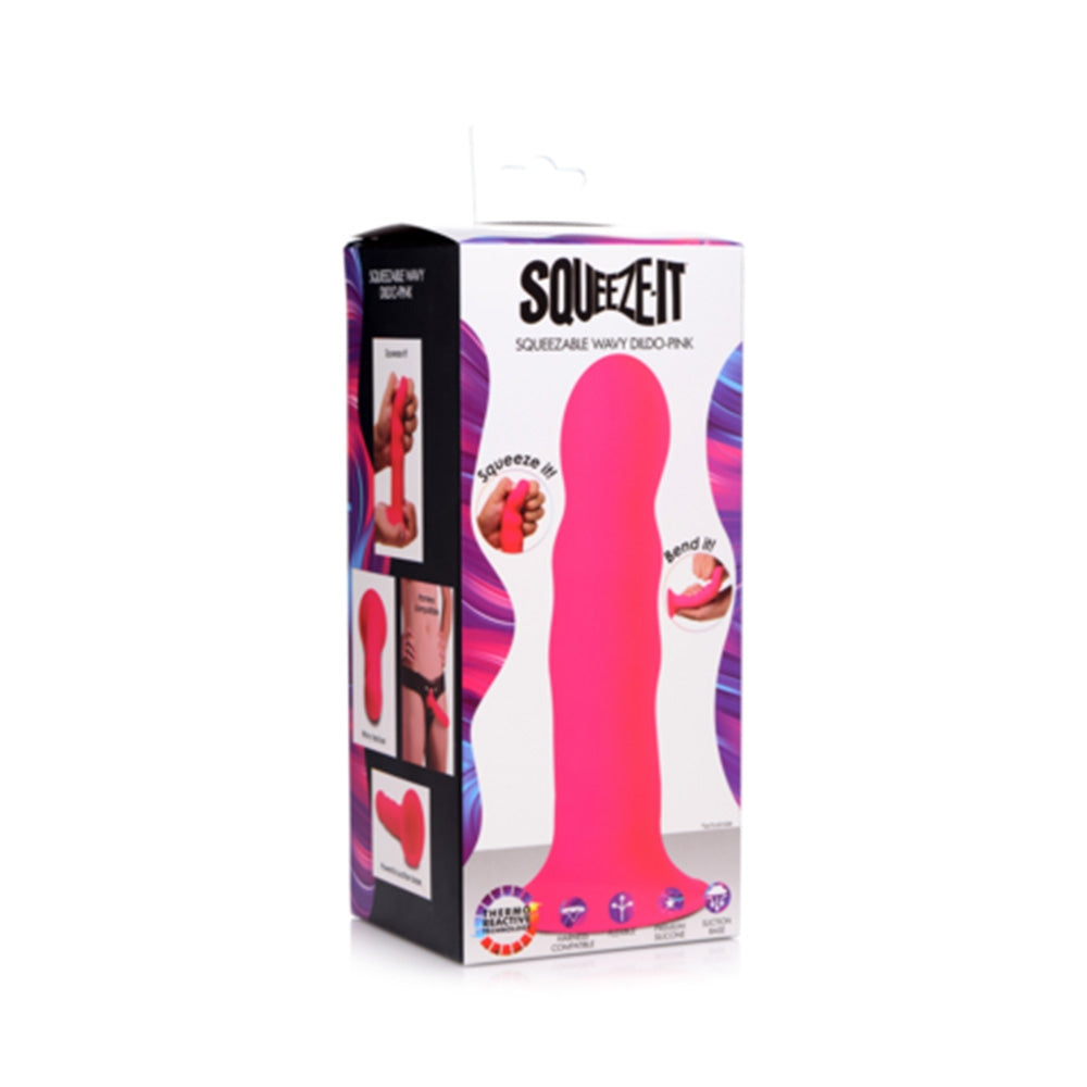 Dildo flexibil din silicon premium cu ventuza - Tehnologie termo-reactiva, compatibil cu strap-on - 18.3 cm lungime, Roz