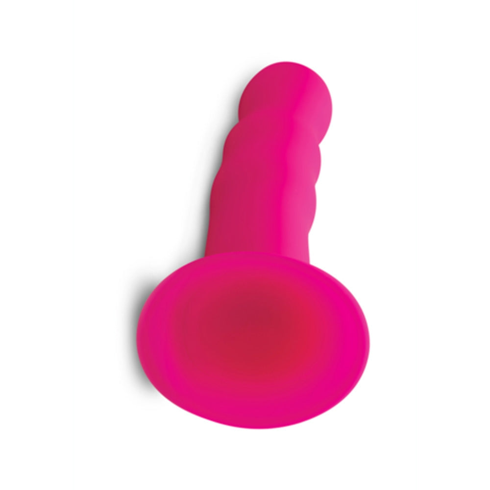 Dildo flexibil din silicon premium cu ventuza - Tehnologie termo-reactiva, compatibil cu strap-on - 18.3 cm lungime, Roz