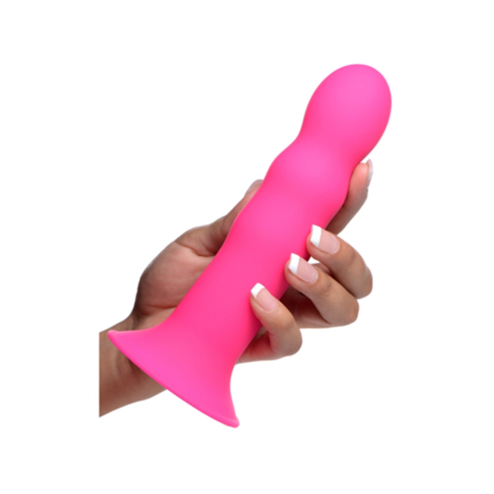 Dildo flexibil din silicon premium cu ventuza - Tehnologie termo-reactiva, compatibil cu strap-on - 18.3 cm lungime, Roz