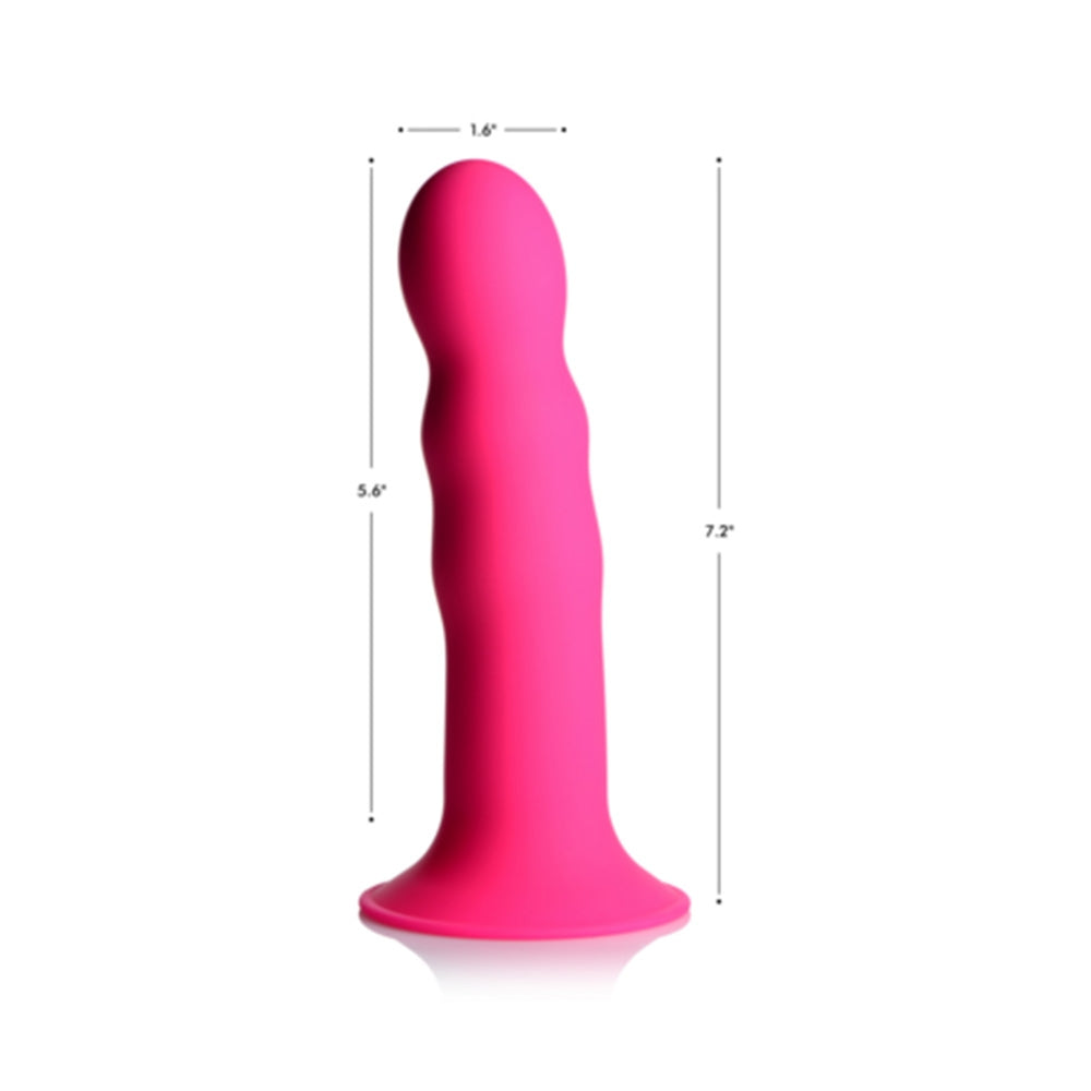 Dildo flexibil din silicon premium cu ventuza - Tehnologie termo-reactiva, compatibil cu strap-on - 18.3 cm lungime, Roz