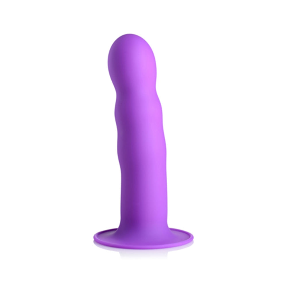 Dildo flexibil din silicon premium cu ventuza - Tehnologie termo-reactiva, compatibil cu strap-on - 18.3 cm lungime, Mov
