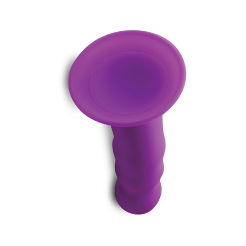 Dildo flexibil din silicon premium cu ventuza - Tehnologie termo-reactiva, compatibil cu strap-on - 18.3 cm lungime, Mov