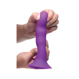 Dildo flexibil din silicon premium cu ventuza - Tehnologie termo-reactiva, compatibil cu strap-on - 18.3 cm lungime, Mov
