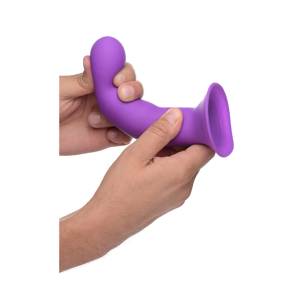 Dildo flexibil din silicon premium cu ventuza - Tehnologie termo-reactiva, compatibil cu strap-on - 18.3 cm lungime, Mov