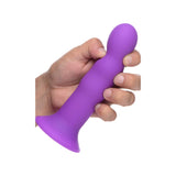 Dildo flexibil din silicon premium cu ventuza - Tehnologie termo-reactiva, compatibil cu strap-on - 18.3 cm lungime, Mov