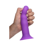 Dildo flexibil din silicon premium cu ventuza - Tehnologie termo-reactiva, compatibil cu strap-on - 18.3 cm lungime, Mov
