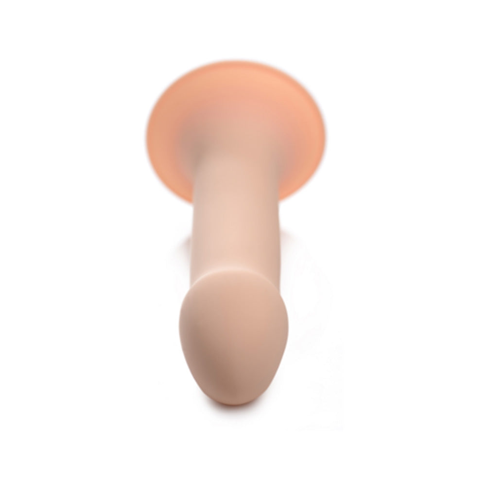 Dildo flexibil din silicon premium cu ventuza - Tehnologie termo-reactiva, compatibil cu strap-on - 18.3 cm lungime, Culoare Pielii