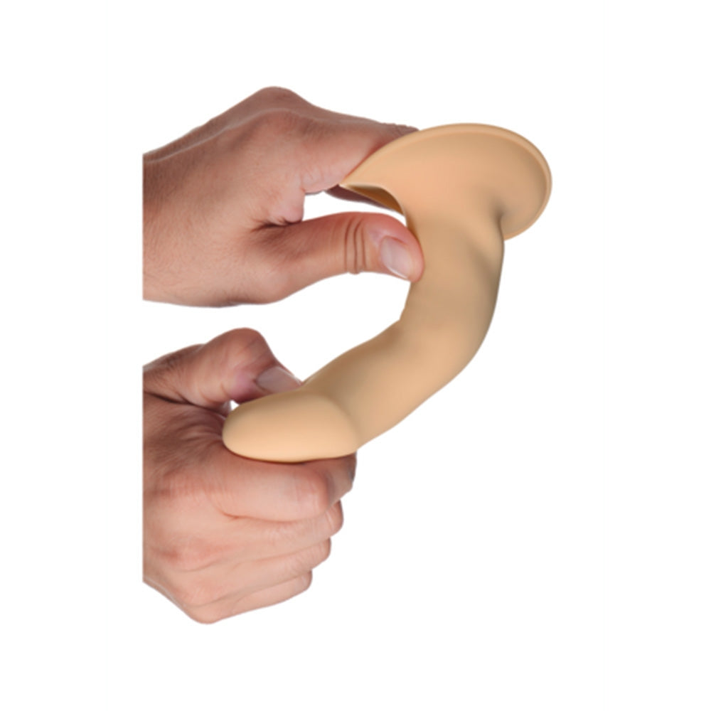 Dildo flexibil din silicon premium cu ventuza - Tehnologie termo-reactiva, compatibil cu strap-on - 18.3 cm lungime, Culoare Pielii