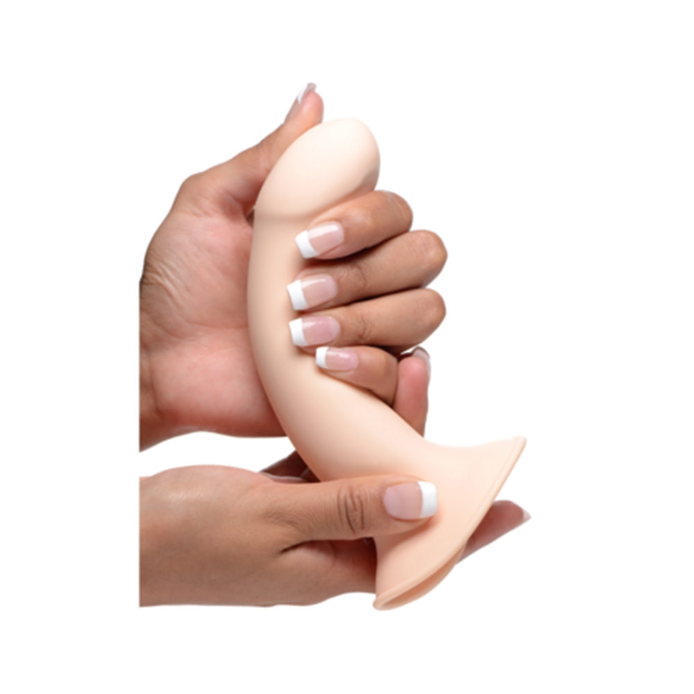 Dildo flexibil din silicon premium cu ventuza - Tehnologie termo-reactiva, compatibil cu strap-on - 18.3 cm lungime, Culoare Pielii