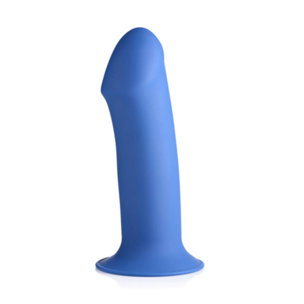 Dildo flexibil din silicon premium cu ventuza - Tehnologie termo-reactiva, compatibil cu strap-on - 18.3 cm lungime, Albastru