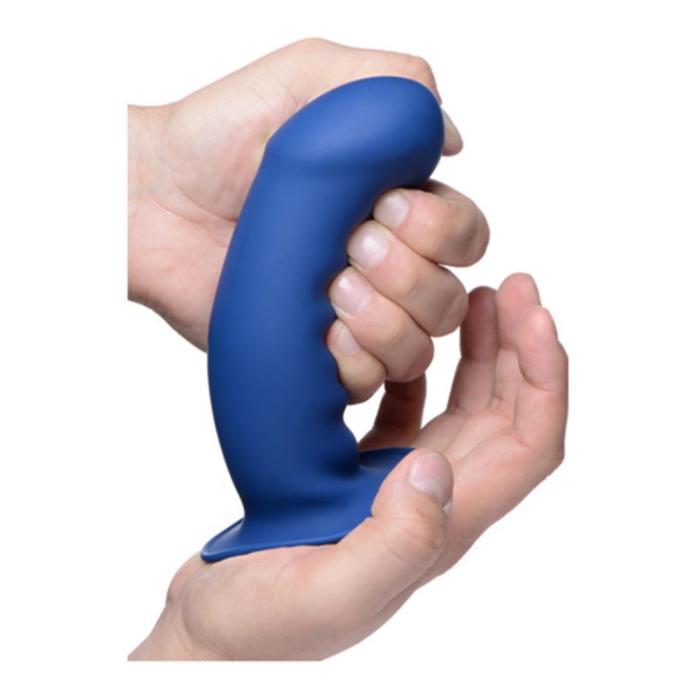 Dildo flexibil din silicon premium cu ventuza - Tehnologie termo-reactiva, compatibil cu strap-on - 18.3 cm lungime, Albastru