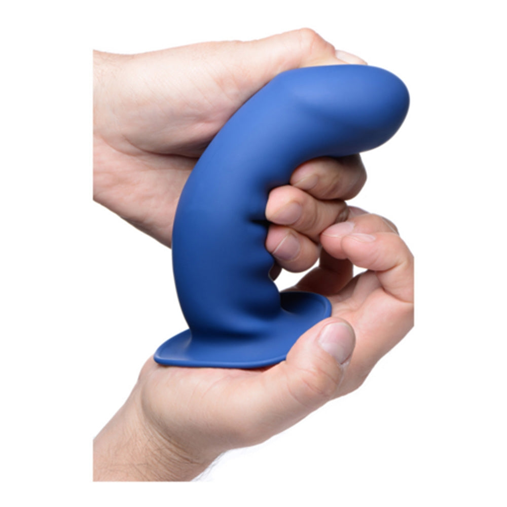 Dildo flexibil din silicon premium cu ventuza - Tehnologie termo-reactiva, compatibil cu strap-on - 18.3 cm lungime, Albastru