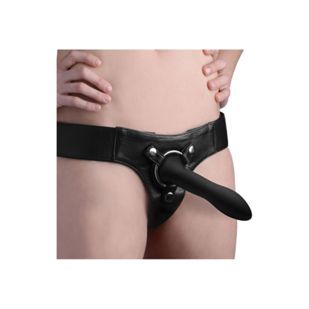 Dildo subtire flexibil din silicon premium cu ventuza - Tehnologie termo-reactiva, compatibil cu strap-on - 18.3 cm lungime, Negru