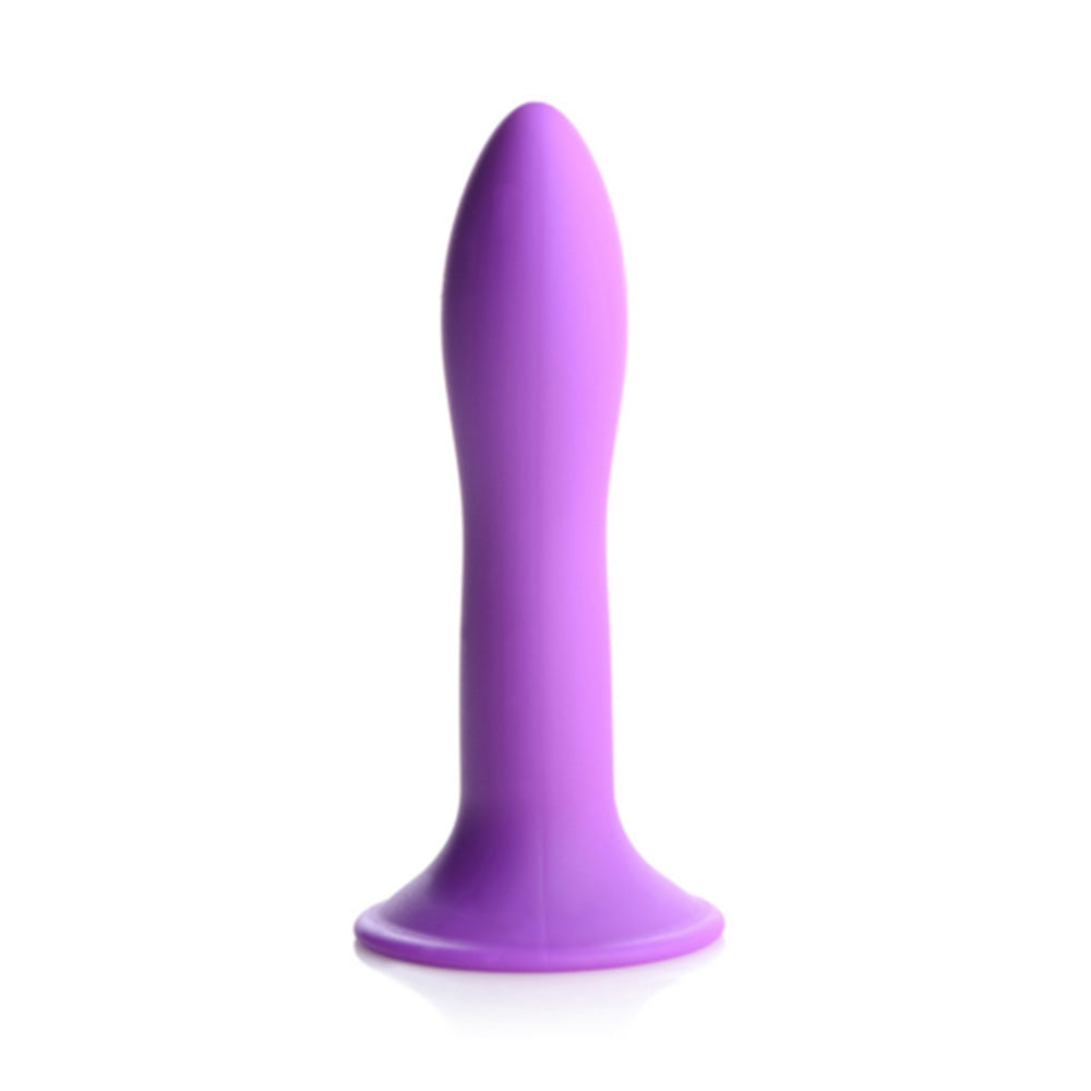 Dildo subtire flexibil din silicon premium cu ventuza - Tehnologie termo-reactiva, compatibil cu strap-on - 18.3 cm lungime, Mov