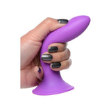 Dildo subtire flexibil din silicon premium cu ventuza - Tehnologie termo-reactiva, compatibil cu strap-on - 18.3 cm lungime, Mov