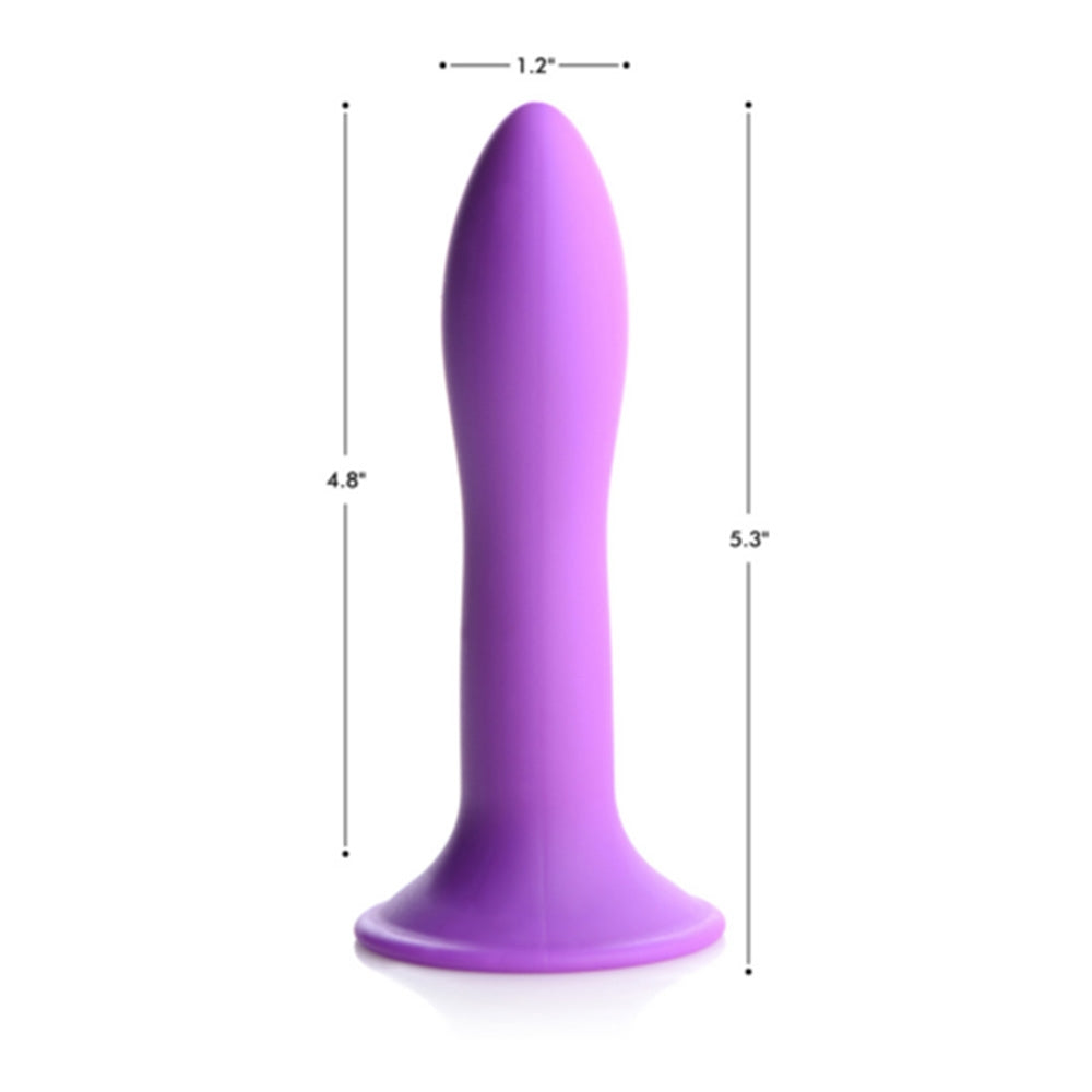 Dildo subtire flexibil din silicon premium cu ventuza - Tehnologie termo-reactiva, compatibil cu strap-on - 18.3 cm lungime, Mov