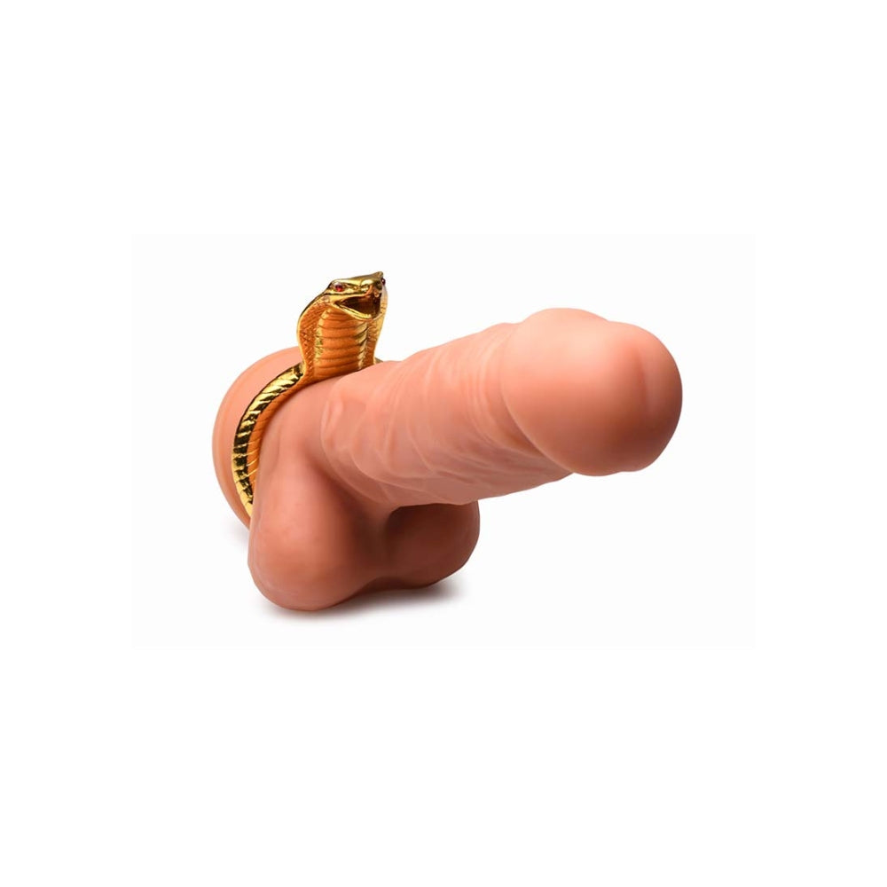Inel Pentru Penis din Metal Auriu cu Sarpe Cobra - amplificator de erectie, echilibrat uniform - metal sensibil la temperatura - diametru 4.5 cm