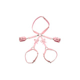 Curele de Prindere Bondage cu fundite - XL/2XL, Roz - piele vegana, cu catarame reglabile - metal fara nichel, sigur pentru piele