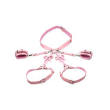 Curele de Prindere Bondage cu fundite - M/L, Roz - piele vegana, cu catarame reglabile - metal fara nichel, sigur pentru piele